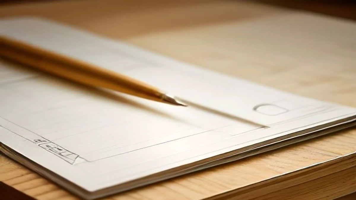 slight low angle of a close-up of a spreadsheet printout and a pen on a wooden desk (illustrative image)