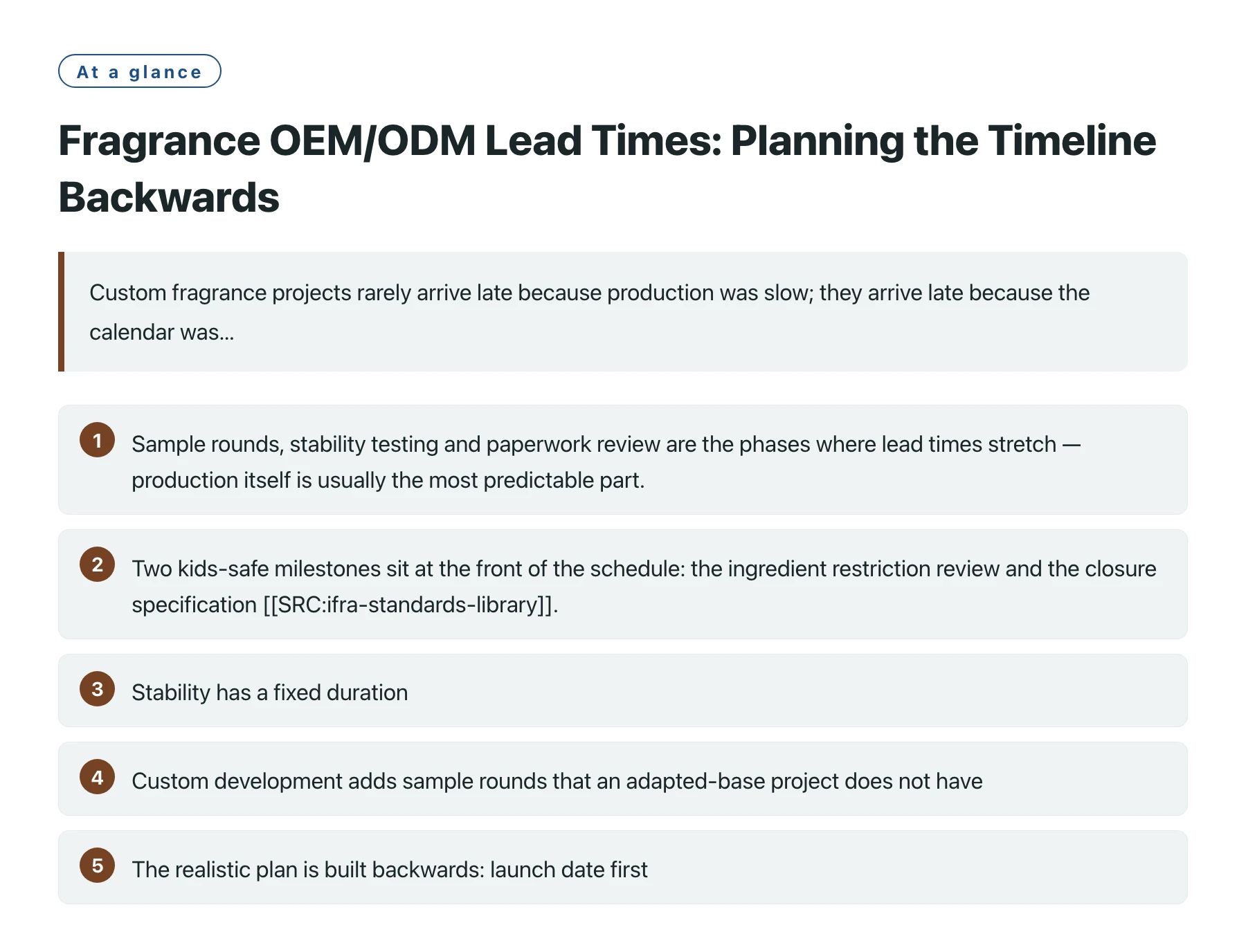 Fragrance OEM/ODM Lead Times: Planning the Timeline Backwards——全文要点速览